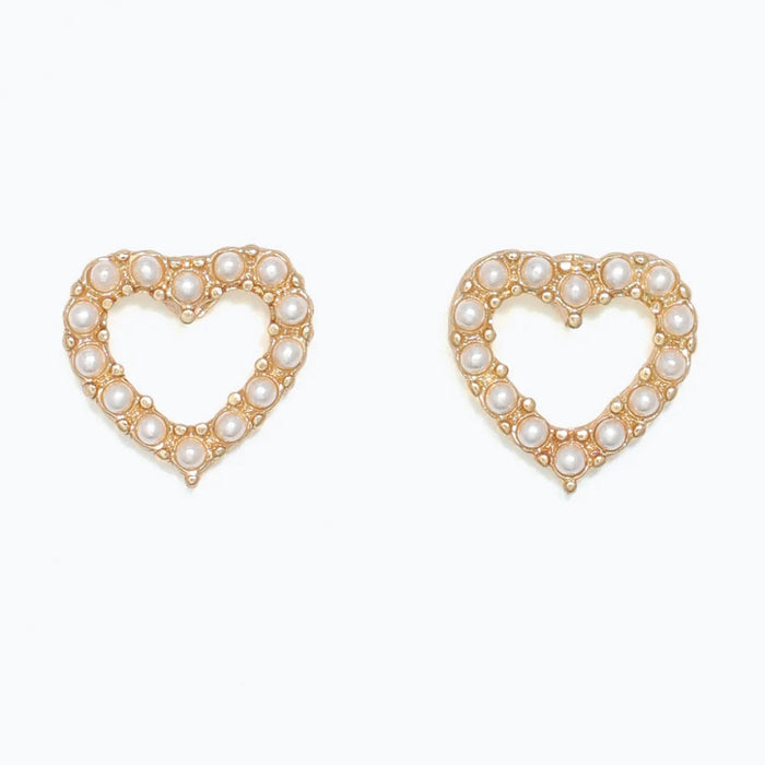These Periwinkle Open Pearl Heart Earrings combine romantic charm with timeless elegance. 