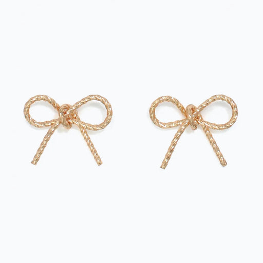 These Periwinkle Gold Rope Bow Earrings add a graceful blend of feminine charm and classic elegance to your jewelry collection. 