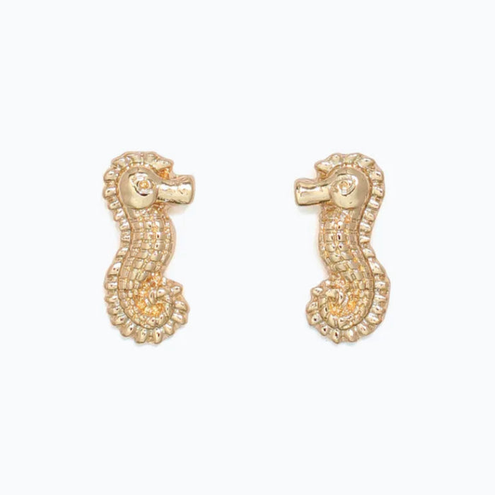 Cuties gold detailed seahorse earrings with a delicate coastal-inspired design