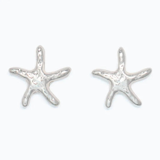 Cuties hammered silver starfish earrings with textured ocean-inspired detailing