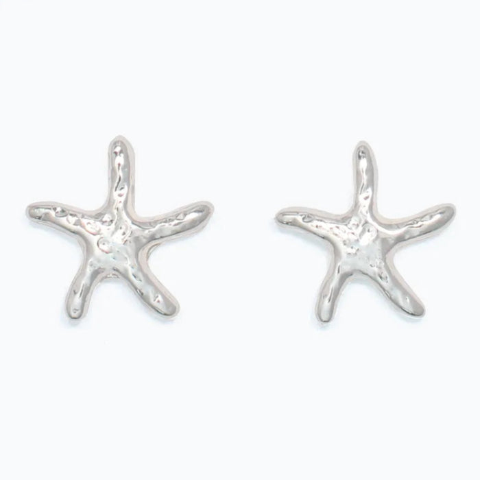 Cuties hammered silver starfish earrings with textured ocean-inspired detailing