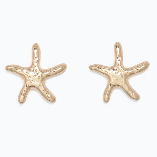Cuties hammered gold starfish earrings with textured ocean-inspired detailing