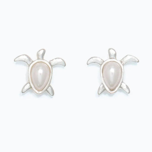 Cuties silver turtle earrings with pearl accents and detailed ocean-inspired design