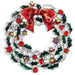 Periwinkle bright shimmering holiday wreath Christmas pin with festive details