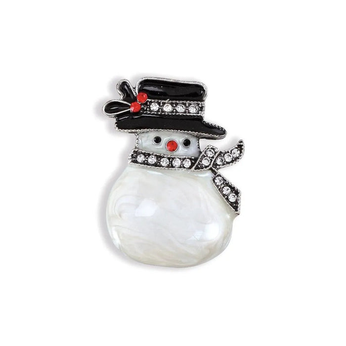 The Periwinkle Pearlized Snowlady Crystal Pin, featuring elegant pearlized details and sparkling crystals for festive holiday style. 