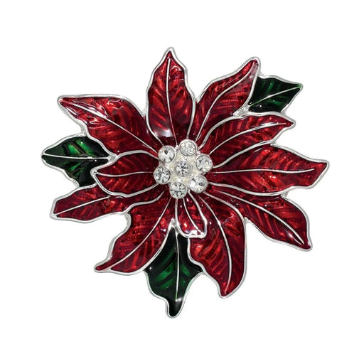 This Periwinkle Enamel Poinsettia with Crystal Pins features a bold, hand-painted enamel poinsettia bloom. 