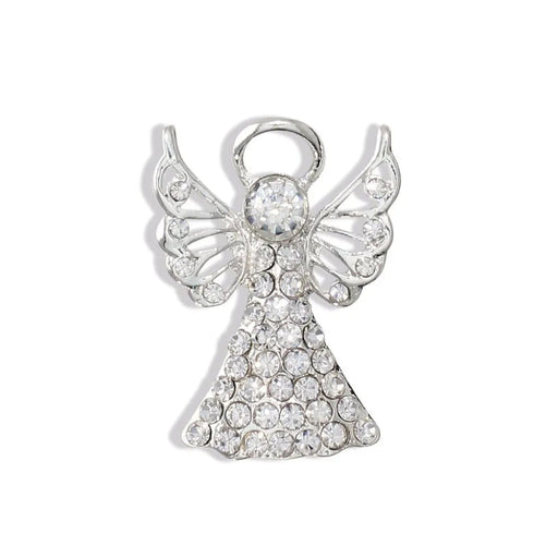 This Periwinkle Silver Crystal Angel Pin crafts stunning lapel pin with gleaming silvertone metal and sparkling crystal accents. 