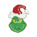 The Periwinkle Enamel Grumpy Green Christmas Pin, featuring a playful green enamel design perfect for festive holiday outfits