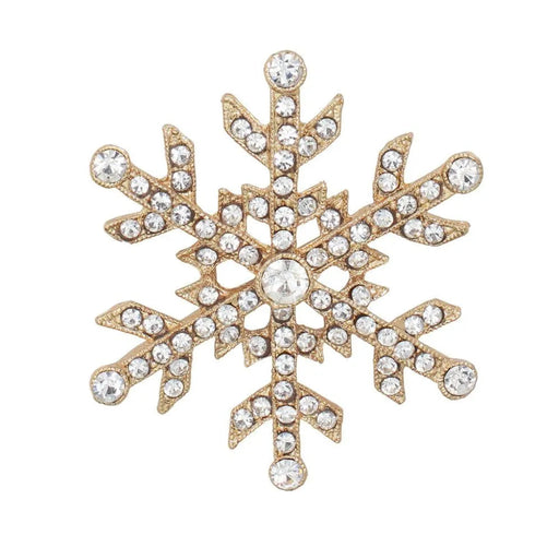 Sparkling crystal snowflake pin featuring a delicate snowflake design covered with shimmering crystal accents.