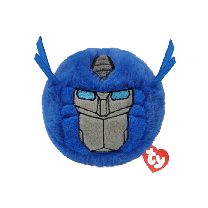 A blue and black stuffed animal featuring a blue face, showcasing a soft texture and playful design.