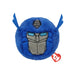 A blue and black stuffed animal featuring a blue face, showcasing a soft texture and playful design.