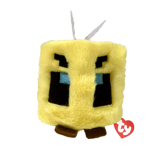 A yellow plush toy featuring a single black eye, soft and cuddly, resting on a neutral background.