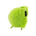 A soft, green plushie shaped like a Minecraft creeper, featuring its signature square face and blocky body.