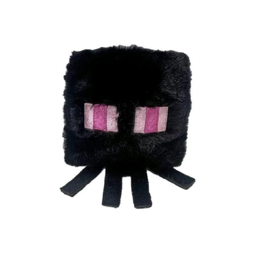 Black and pink Minecraft plushie, featuring a blocky design typical of the game's characters.