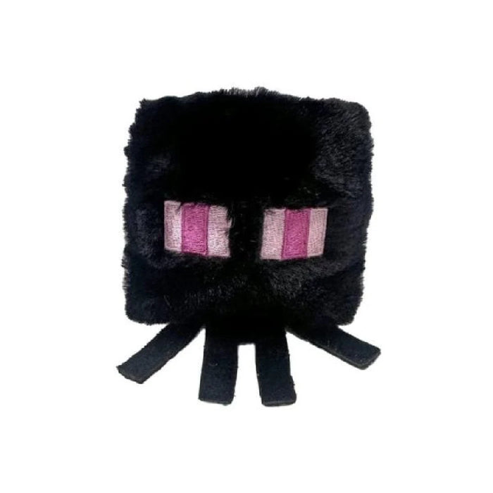 Black and pink Minecraft plushie, featuring a blocky design typical of the game's characters.