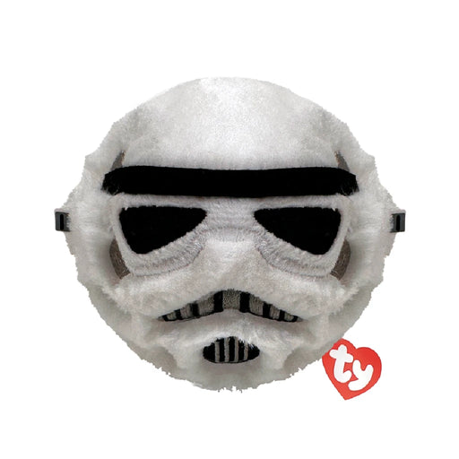 A Star Wars stormtrooper mask adorned with a red heart, blending sci-fi with a touch of affection.