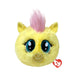 A soft yellow pony plush with bright pink hair, perfect for children and collectors alike.