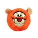 A stuffed animal depicting an orange tiger with a cheerful expression and distinct black stripes.