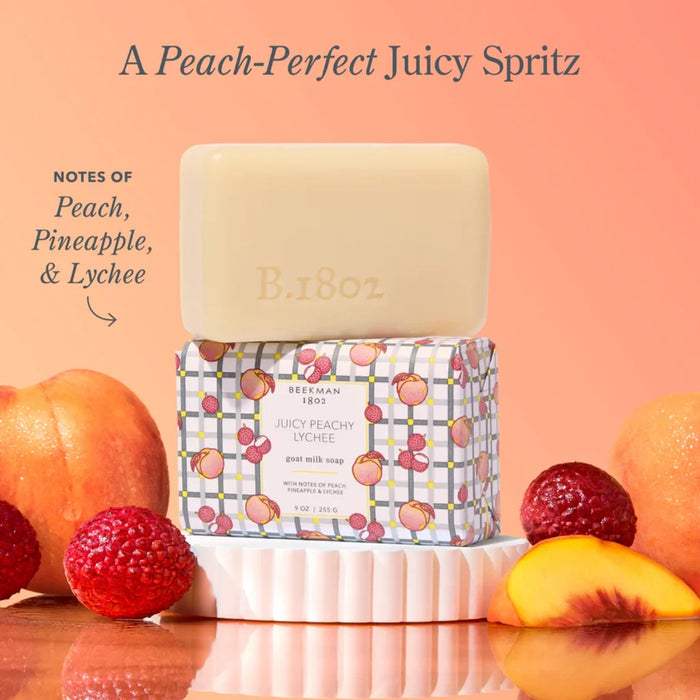  A decorative soap bar adorned with a colorful orange and peach pattern.