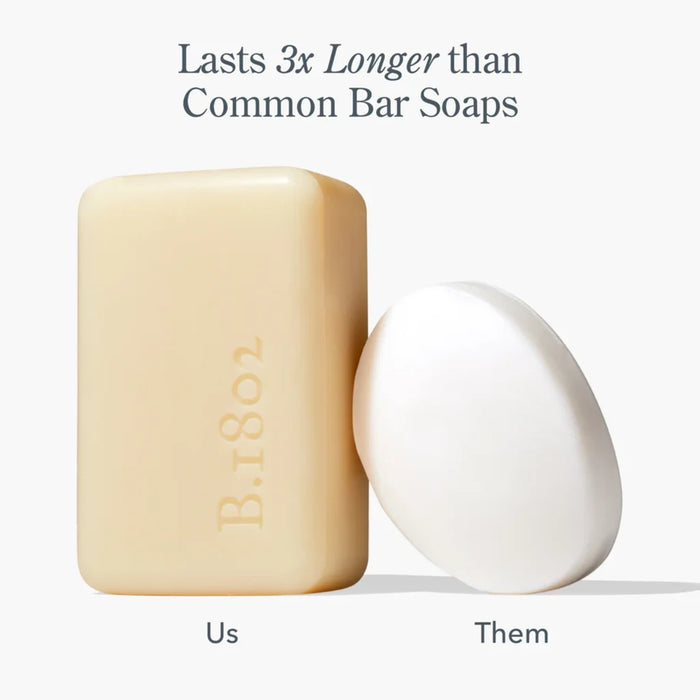 A soap bar displaying an artistic print of oranges and peaches.