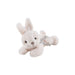 A charming short-haired bunny with a cozy striped scarf, perfectly sized for hands and ready to accompany you on every adventure.