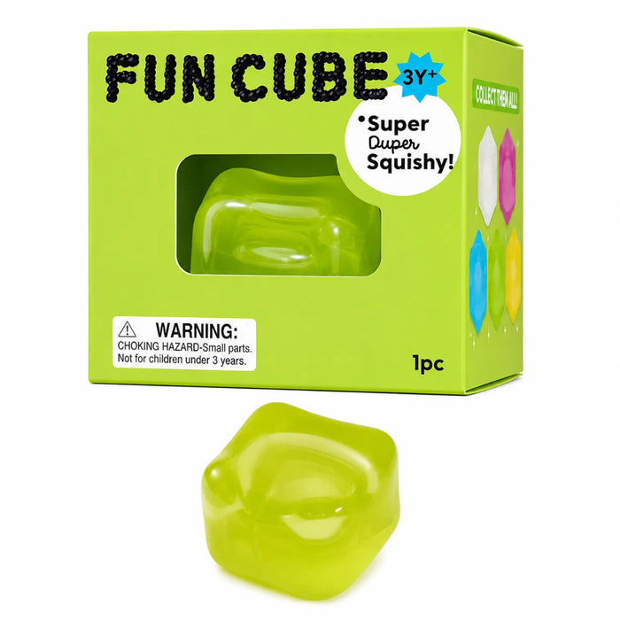 The Hape Fun Cube Green Squishy Toy delivers satisfying sensory feedback with every squeeze.