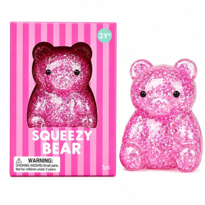 The Hape Glitter Bear Squish Soft Sensory Toy in Pink delivers a delightful squish with every squeeze. 