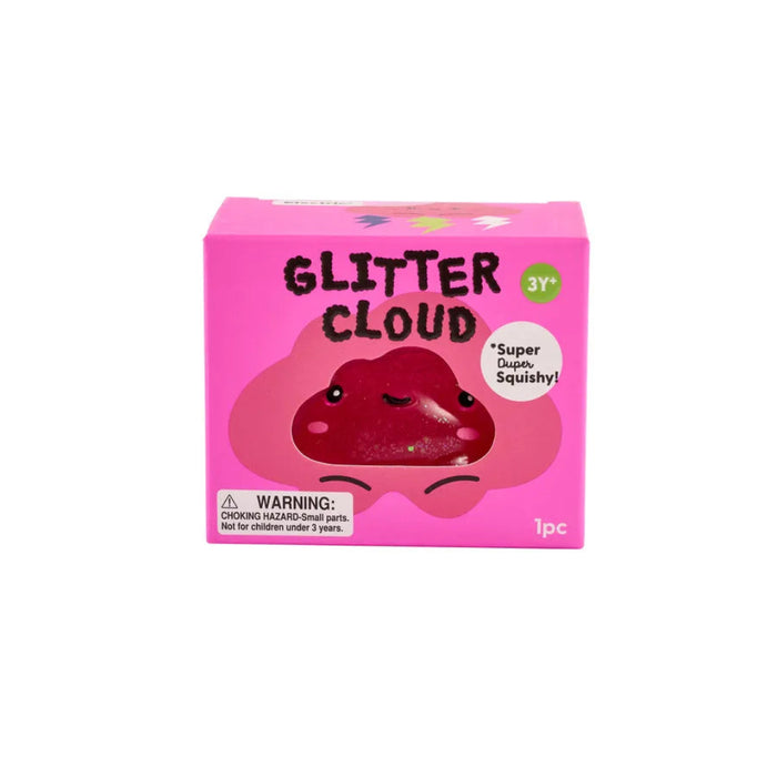 Hape J'adore Glitter Cloud Squishy in pink with a cloud-shaped design and glittery details.