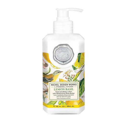 Michel Design Works crafts this Lemon Basil Hand &amp; Body Lotion with a vibrant blend of bright lemon and fresh garden basil. 