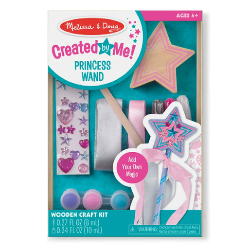 Craft kit for creating a princess wand, featuring colorful materials and instructions for imaginative play.