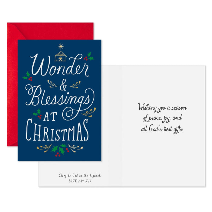 Hallmark Wonder and Blessings religious Christmas cards, pack of 10, featuring a faith-inspired Christmas design and uplifting message.