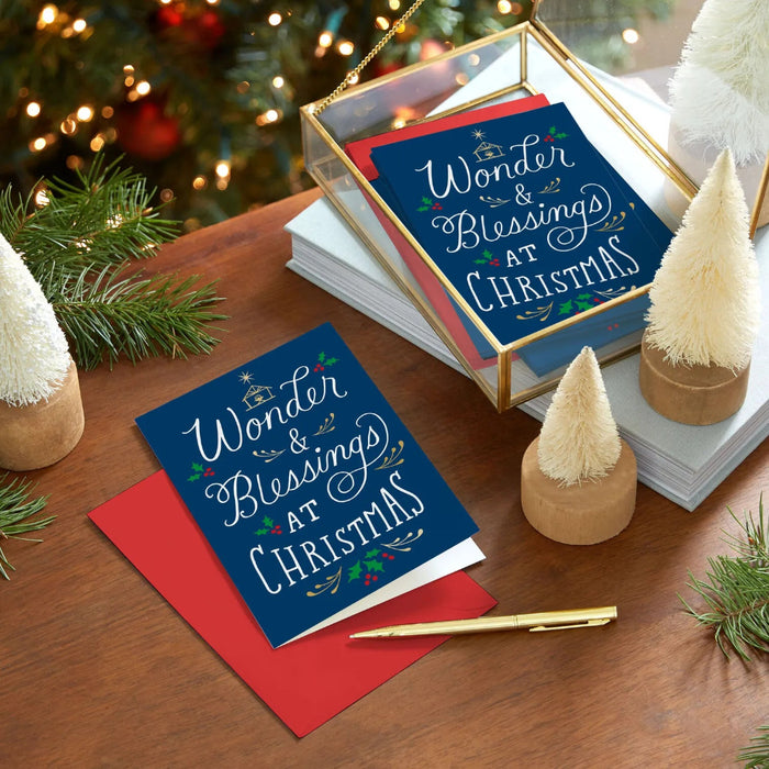 Hallmark Wonder and Blessings religious Christmas cards, pack of 10, featuring a faith-inspired Christmas design and uplifting message.