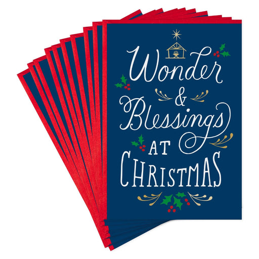 Hallmark Wonder and Blessings religious Christmas cards, pack of 10, featuring a faith-inspired Christmas design and uplifting message.