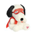 Stuffed dog with a red mask and a red heart, representing a whimsical and affectionate character.