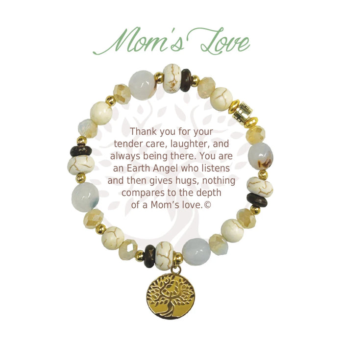 A beautiful bracelet featuring the word "Mom," representing a heartfelt gift celebrating maternal love and connection.