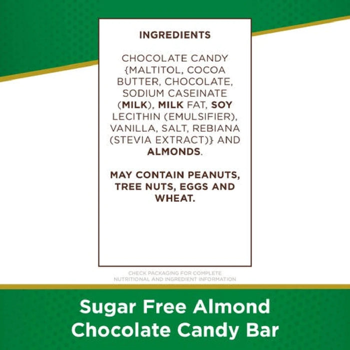 A box of sugar-free chocolate bars, displaying multiple flavors and an attractive design on the exterior.