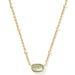 vibrant magnesite stone framed in polished gold-tone metal.