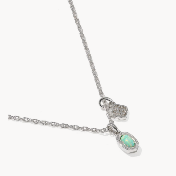 Kendra Scott : Mini Elisa Dira Silver Green Necklace