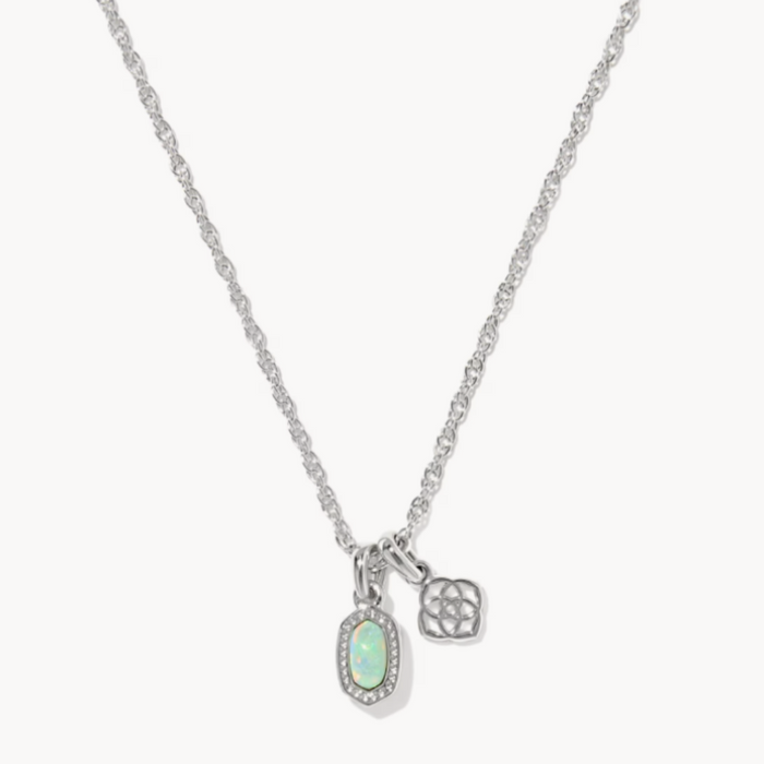 Kendra Scott : Mini Elisa Dira Silver Green Necklace