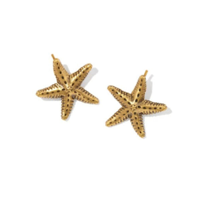 Parker Starfish Vintage Gold Metal Stud Earrings