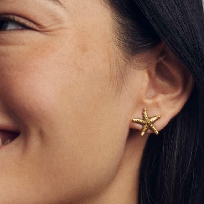 Parker Starfish Vintage Gold Metal Stud Earrings