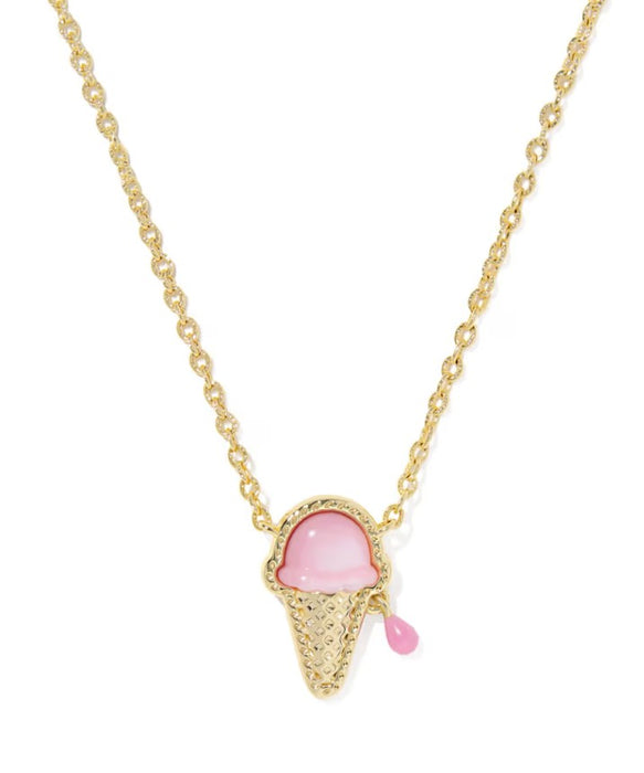 Kendra Scott : Ice Cream Gold Short Pendant Pink Necklace