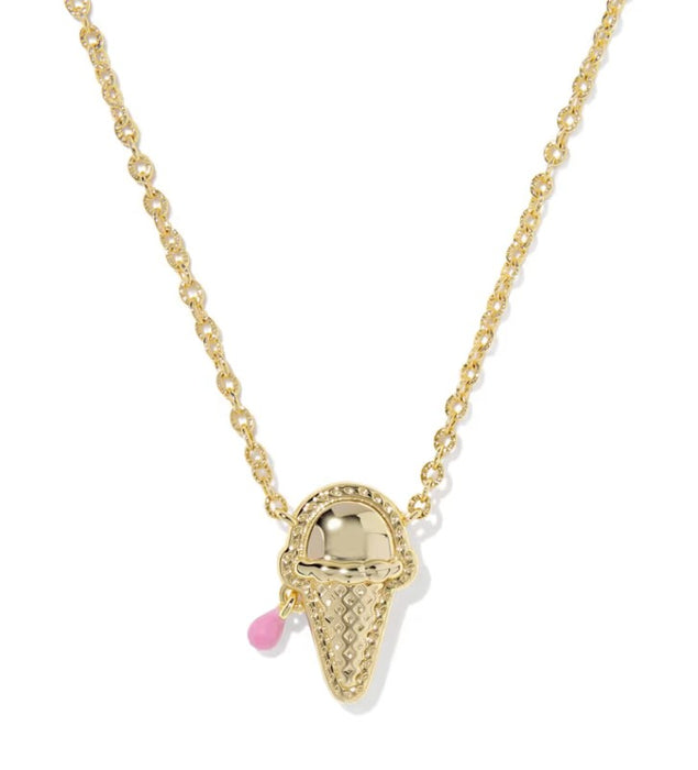 Kendra Scott : Ice Cream Gold Short Pendant Pink Necklace