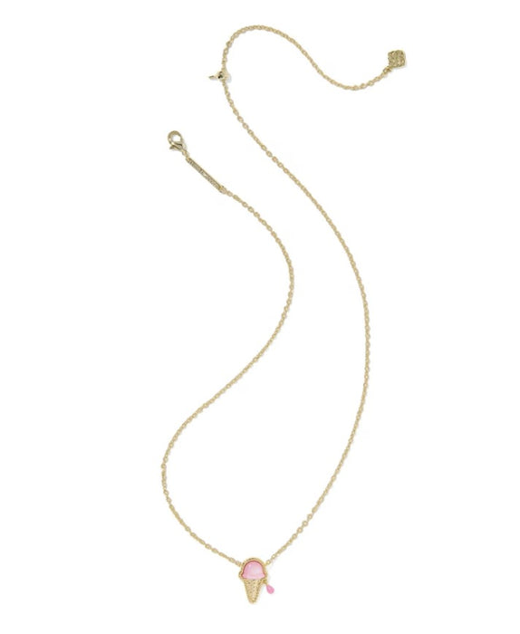 Kendra Scott : Ice Cream Gold Short Pendant Pink Necklace