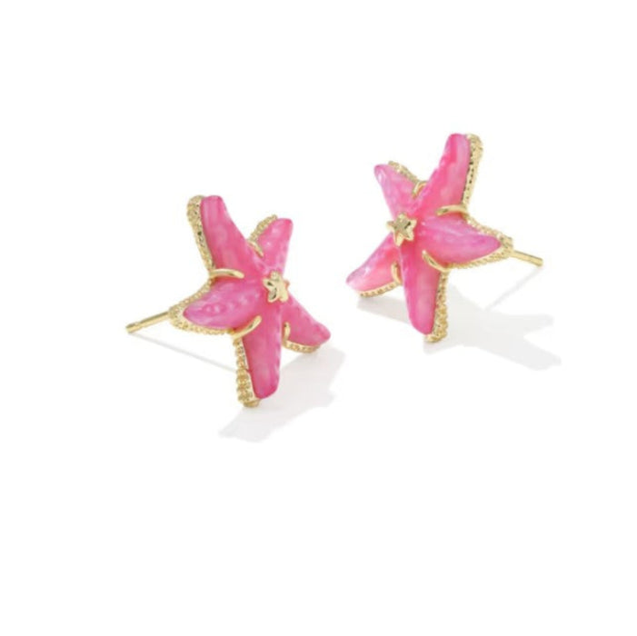 Parker Starfish Gold Pink Earrings