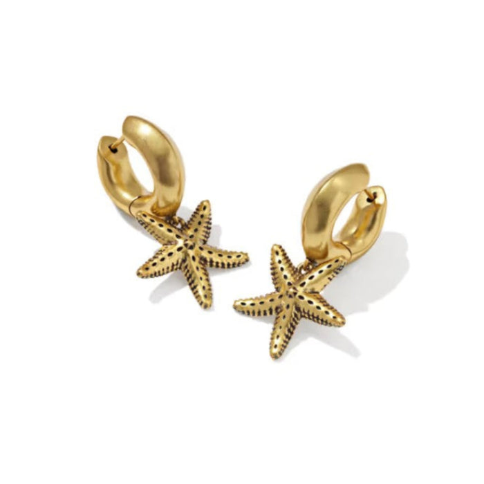 Parker Starfish Vintage Gold Huggie Earrings