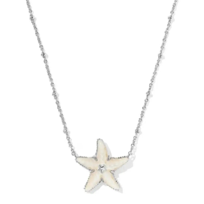 Starfish pendant necklace on a white background