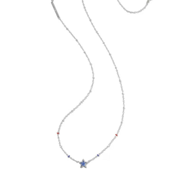 Mini Cassidy Silver Blue Pendant Necklace