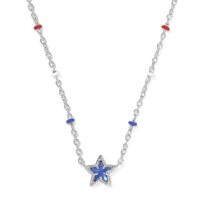 Mini Cassidy Silver Blue Pendant Necklace