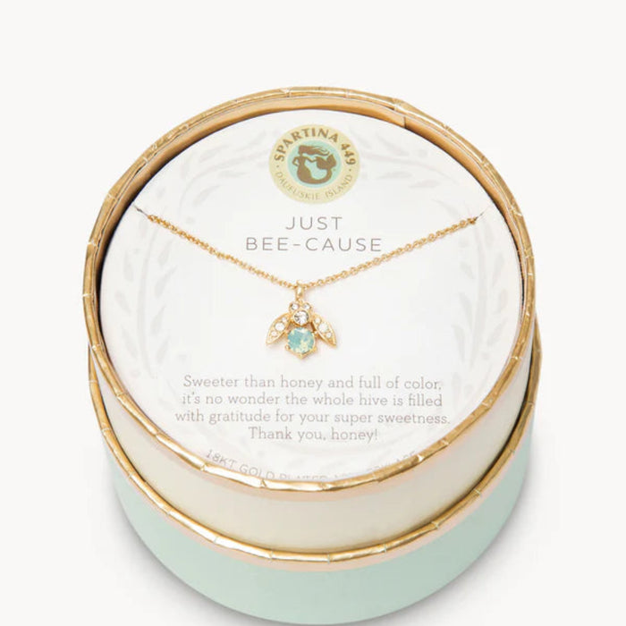 Wear our Just Bee-cause Necklace as a reminder to love through faith.